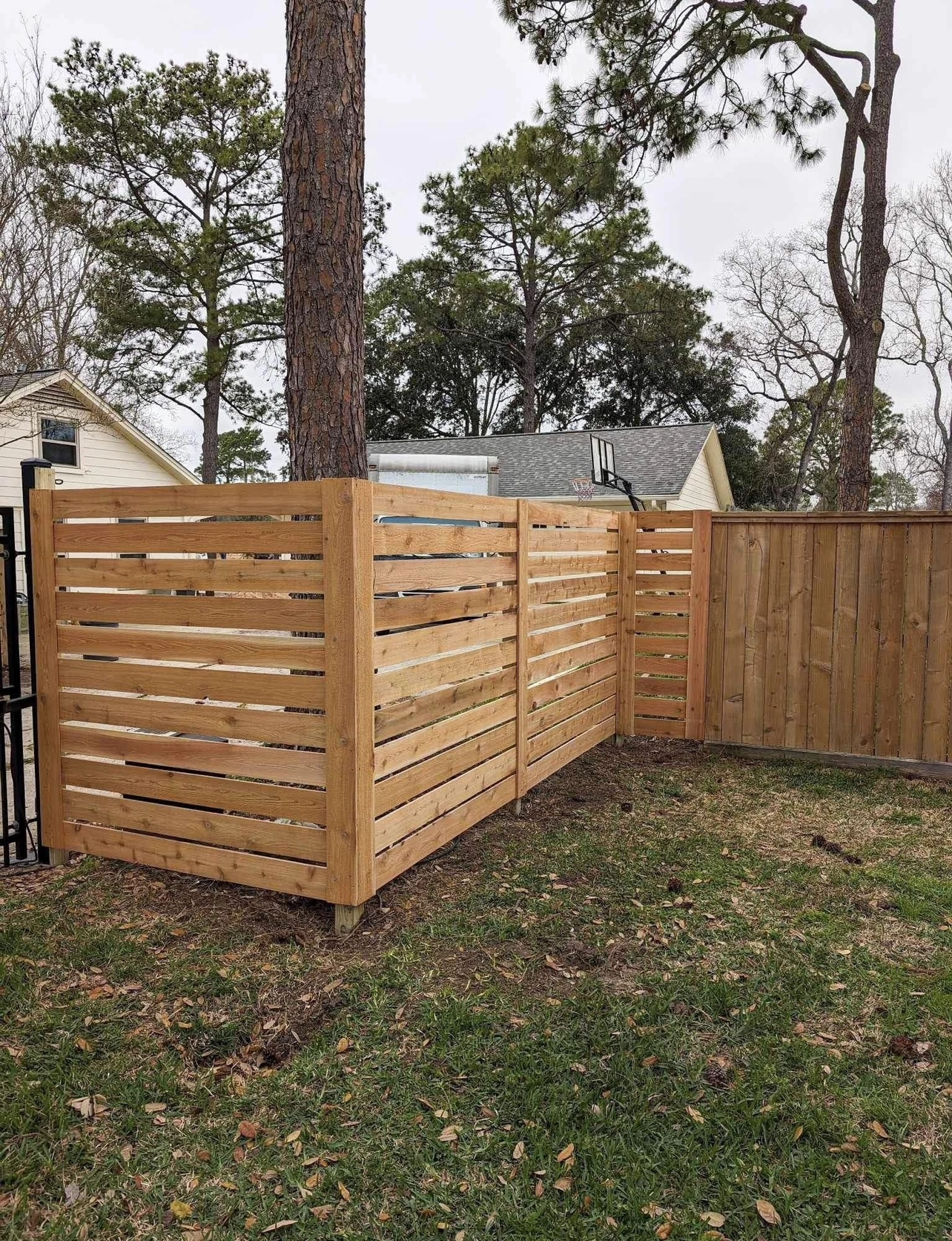 Freshly built T-shaped wood dock